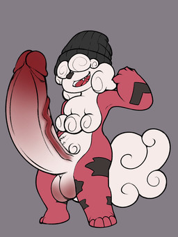 4_toes anthro anthrofied balls beanie beanie_only big_balls big_penis biped black_clothing black_headwear circumcised clothing curled_fur curly_hair erection fangs feet fur genitals glans grey_background hair hair_over_eyes hat hat_only headgear headgear_only headwear headwear_only huge_penis hyper hyper_genitalia hyper_penis male male_anthro markings monotone_background mostly_nude open_mouth open_smile penis pokemorph red_body red_fur simple_background smile solo standing striped_markings stripes teeth toes vein veiny_penis white_body white_fur twinkletwilight nintendo pokemon generation_8_pokemon hisuian_form hisuian_growlithe pokemon_(species) regional_form_(pokemon) 3:4 colored digital_media_(artwork) full-length_portrait hi_res portrait