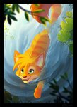 4_toes ambiguous_gender feet feral fur green_eyes open_mouth orange_body orange_fur partially_submerged paws smile solo teeth toes tongue kitchiki domestic_cat felid feline felis mammal 2020 digital_media_(artwork) hi_res