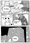 2021 anthro chinese_text clothed clothing comic computer_keyboard container cougar cup dialogue felid feline hajime_tanaka_(odd_taxi) hoodie kemono male mammal milkybot monochrome odd_taxi solo text topwear