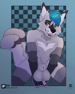 animal_genitalia anthro balls bedroom_eyes big_balls big_sheath blue_hair chest_markings fangs genitals grey_body hair huge_balls male markings narrowed_eyes open_mouth penis penis_tip seductive sheath solo teeth tongue kwik_(artist) thatblackfox alex_fox_(foxruntime) arctic_fox canid canine fox mammal true_fox 4:5 absurd_res hi_res