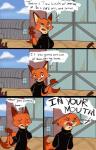 anthro duo fur humor male text quirky-middle-child disney the_iron_giant zootopia dean_mccoppin_(the_iron_giant) nick_wilde canid canine fox mammal red_fox true_fox 2016 absurd_res comic english_text hi_res