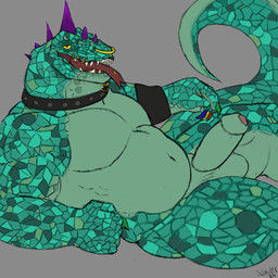 anthro collar facial_piercing genitals green_body green_scales head_spikes humanoid_genitalia humanoid_penis looking_at_viewer male mouth_piercing multicolored_claws musclegut muscular muscular_anthro muscular_male neck_piercing nose_piercing nude_anthro nude_male penis piercing purple_spikes reclining scales solo spikes spikes_(anatomy) studded_collar studs tail tongue tongue_out tongue_piercing yellow_sclera xshouty goat_(movie) sony_corporation sony_pictures modo_olachenko komodo_dragon lizard monitor_lizard reptile scalie 1:1 2025 digital_media_(artwork) hi_res