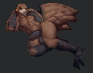 abs anthro balls beak big_balls big_butt big_penis black_background black_beak black_body black_claws black_eyes black_feathers black_penis brown_body brown_feathers butt claws feathers feet finger_claws genitals glans half-erect looking_at_viewer male muscular muscular_anthro muscular_male penis purple_glans scuted_arms scuted_legs scutes simple_background solo talons thick_penis thick_thighs toes white_beak yellow_sclera jrjresq elden_ring elden_ring_nightreign fromsoftware guardian_(nightreign) avian bird hi_res