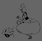 5_fingers accessory ambiguous_feral ambiguous_gender big_bow big_breasts big_butt bottomwear bow_ribbon breasts butt clipboard clothing crouching duo female female_humanoid feral fingers grey_background hair_accessory hair_bow hair_ribbon holding_clipboard holding_object holding_pen huge_butt huge_thighs larger_female larger_humanoid looking_down looking_down_at_another looking_up looking_up_at_another machine not_furry pen pseudo_clothing pseudo_skirt ribbons side_view simple_background size_difference skirt smaller_ambiguous smaller_feral thick_thighs wheel wide_hipped_female wide_hipped_humanoid wide_hips submarinechamomile archie_comics sega sonic_the_hedgehog_(archie) sonic_the_hedgehog_(comics) sonic_the_hedgehog_(series) receptionik badnik humanoid motobug robot robot_feral robot_humanoid 2025 digital_drawing_(artwork) digital_media_(artwork) greyscale monochrome