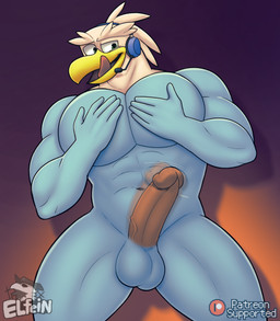 anthro balls big_muscles big_pecs big_penis blue_body electronics erection genitals headgear headphones headset huge_pecs humanoid_genitalia humanoid_penis male muscular muscular_anthro muscular_male nude pecs penis solo tongue tongue_out elfein sega sonic_boom sonic_the_hedgehog_(series) soar_the_eagle accipitrid accipitriform avian bird eagle sea_eagle hi_res