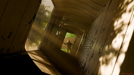 anthro backpack biped cinematic clothing detailed_background floor forest inside_train light male plant solo sunlight sweater topwear train tree vehicle wood wood_floor redlynxlegacy canid canine canis coyote mammal 16:9 2025 3d_(artwork) 4k absurd_res blender_(artwork) blender_cycles_(artwork) digital_media_(artwork) hi_res huge_filesize signature widescreen