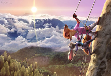 anthro bedroom_eyes belay_device cliff cloud duo female forest hand_on_back harness horizon lens_flare male male/female narrowed_eyes plant recreation rock_climbing romantic romantic_ambiance romantic_couple rope rope_climbing seductive sky skyscape sunset tree askalin disney zootopia judy_hopps nick_wilde canid canine european_rabbit fox lagomorph leporid mammal oryctolagus rabbit red_fox true_fox hi_res