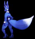 ankle_strap_heels anthro big_tail blue_body blue_fur bunny_costume clothing costume fishnet_clothing footwear fur green_eyes high_heeled_sandals high_heels inner_ear_fluff looking_at_viewer male markings sandals shoes simple_background solo tail tongue transparent_background tuft chitafokkusu foxblue canid canine fox mammal 2018 alpha_channel hi_res