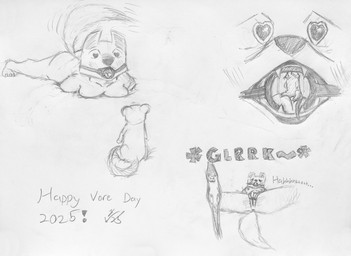 ambiguous_gender anthro anus bdsm big_breasts blush blush_lines bondage bound breast_squish breasts butt duo esophagus extreme_size_difference female female/ambiguous feral fluffy fluffy_tail fully_inside fur gag gagged genitals glurk hand_on_crotch heart_pupils heart_symbol humanoid_genitalia humanoid_vulva in_mouth in_throat internal larger_anthro larger_female looking_at_another looking_pleasured lying lying_on_breasts masturbating_pred masturbation micro moan mouth_shot nipples nude nude_anthro nude_female on_back on_front onomatopoeia open_mouth oral_vore pointy_ears prick_ears ring_gag simple_background size_difference smaller_ambiguous smaller_feral sound_effects spread_legs spreading squish swallowing tail teeth_showing text tongue tongue_out vore vulva white_background willing_pred willing_prey just_w vore_day vore_day_2025 christine_(just_w) canid canine canis mammal mouse murid murine rodent wolf 2025 absurd_res english_text graphite_(artwork) hi_res monochrome sequence signature traditional_media_(artwork)