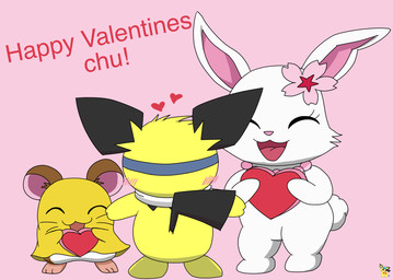 accessory bedding blanket box_of_chocolates butt candy chocolate dessert female female_feral feral flower flower_in_hair food fur group hair hair_accessory heart_symbol holidays logo male male/female male_feral open_mouth open_smile pink_background plant scarf simple_background smile text trio white_body white_fur yellow_body yellow_fur pichu90 hamtaro_(series) jewelpet nintendo pokemon sanrio sega sega_fave valentine's_day penelope_(hamtaro) ruby_(jewelpet) sparks_pichu cricetid generation_2_pokemon hamster lagomorph leporid mammal pichu pokemon_(species) rabbit rodent artist_logo english_text hi_res