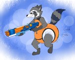 anthro clean_diaper clothed clothing diaper diaper_fetish diaper_under_clothing diaper_under_onesie male onesie simple_background solo tail wearing_diaper pidgopidgey_(artist) guardians_of_the_galaxy marvel rocket_raccoon mammal procyonid raccoon digital_media_(artwork) hi_res