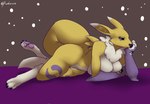 anthro arm_under_breasts armwear breast_rest breast_squish breasts clothing female fluffy fluffy_tail looking_at_viewer paws pose simple_background solo squish tail vernoncaolo bandai_namco digimon canid digimon_(species) mammal renamon absurd_res hi_res pinup