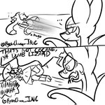 angry anthro dialogue duo female laugh male motion_blur motion_lines pointy_speech_bubble speech_bubble star tail text tongue tongue_out lewdchuu_(artist) nintendo pokemon pyon_(lewdchuu) generation_5_pokemon generation_6_pokemon helioptile pokemon_(species) serperior 1:1 black_and_white comic digital_drawing_(artwork) digital_media_(artwork) english_text handwritten_text hi_res line_art monochrome sketch