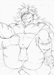 anthro balls_outline belly blep briefs bulge butt clothing detailed_bulge genital_outline legs_up male muscular muscular_anthro muscular_male nipples pecs presenting presenting_hindquarters solo spread_legs spreading tongue tongue_out underwear orange-lin lifewonders tokyo_afterschool_summoners macan_(tas) felid mammal pantherine tiger hi_res line_art monochrome