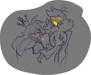 ahegao anthro blush bodily_fluids breast_play breast_suck breastfeeding breasts crossgender duo female female/female holding_breast lactating looking_pleasured neck_tuft sucking tongue tongue_out tuft aspenofsimpcon a_hat_in_time queen_vanessa_(ahit) snatcher_(ahit) eldritch_abomination ghost humanoid spirit sketch