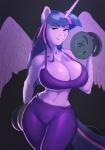 anthro big_breasts bottomwear breasts cleavage clothed clothing female hair holding_object horn huge_breasts long_hair pants solo wings maarthul friendship_is_magic hasbro my_little_pony mythology twilight_sparkle_(mlp) equid equine mammal mythological_creature mythological_equine winged_unicorn 2018