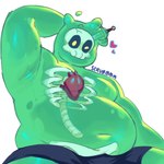 belly bone boxers_(clothing) boxers_only clothed clothing green_body hand_behind_head heart_(organ) heart_symbol male male_humanoid moobs navel one_eye_closed organs overweight overweight_male rib_cage simple_background skull solo spines topless topless_humanoid topless_male translucent translucent_body underwear underwear_only white_background wink scrubmmm monster_prom doug_(monster_con) goo_creature goo_humanoid humanoid 1:1 2025 hi_res