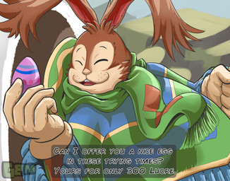anthro caption clothing easter_egg egg hat headgear headwear holidays male merchant offering_to_another offering_to_viewer poncho scarf solo sombrero text vehicle wagon geminart easter legend_of_mana mana_(series) square_enix niccolo lagomorph leporid mammal rabbit 2025 absurd_res digital_drawing_(artwork) digital_media_(artwork) digital_painting_(artwork) english_text hi_res painting_(artwork)