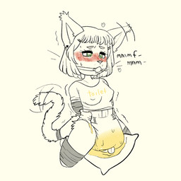 anthro ball_gag bdsm biped blush bodily_fluids bondage bound clothed clothing diaper duct_tape female gag gagged genital_fluids green_eyes grinding leaking_diaper masturbation moan pantsless pantsless_anthro pantsless_female pillow pillow_humping public_use restrained_arms restrained_legs sex_toy shirt solo spiral spiral_eyes tape tape_bondage toilet_slave topwear unclean_diaper urine urine_drip urine_pool used_diaper vibrator vibrator_on_diaper wand_vibrator wearing_diaper wet_diaper toddlercasper marina_(toddlercasper) domestic_cat felid feline felis maine_coon mammal 1:1 2025 hi_res