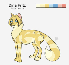ambiguous_gender blonde_hair blue_eyes blue_sclera feral feral_with_hair feralized fur hair long_tail multicolored_body multicolored_fur simple_background solo tail tan_body tan_fur white_background white_body white_fur yellow_body yellow_fur silveyytm attack_on_titan dina_fritz domestic_cat felid feline felis mammal turkish_angora 2019 female_(lore)