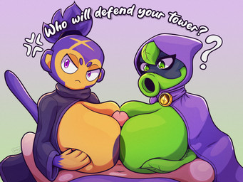 areola big_breasts breast_play breasts cloak clothing confusion cross-popping_vein female genitals green_areola green_body group huge_breasts leaf male male/female mask penis plant purple_areola purple_body purple_eyes sex text titfuck trio cheesymint bloons_tower_defense electronic_arts ninja_kiwi plants_vs._zombies plants_vs._zombies_heroes popcap_games ezili_(bloons) green_shadow haplorhine mammal monkey primate absurd_res english_text hi_res