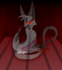 balls bars big_balls big_penis erection fangs feral genitals glowing glowing_eyes humanoid_genitalia humanoid_penis long_penis long_tail looking_at_viewer male penis prison_bars prison_cell red_eyes simple_background solo tail teeth kuramichan zoophobia simon_(zoophobia) canid canine canis mammal vampire wolf 2019 absurd_res hi_res