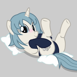 black_clothing blue_eyes blue_hair blush clothing cutie_mark female feral hair horn legs_up looking_at_viewer lying on_back pillow ponification simple_background solo tail tan_body taylorthewolfprincess hasbro my_little_pony mythology wikipedia wikimare wikipe-tan equid equine mammal mythological_creature mythological_equine unicorn 1:1 absurd_res hi_res