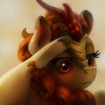 female feral gesture hair red_hair salute solo gor1ck asian_mythology chinese_mythology east_asian_mythology friendship_is_magic hasbro my_little_pony mythology autumn_blaze_(mlp) dragon kirin mythological_creature mythological_scalie scalie 1:1 bust_portrait digital_media_(artwork) hi_res portrait yellow_theme