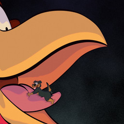 anthro balls beak black_body black_fur brown_body brown_fur butt duo extreme_size_difference fur genitals macro male male/male micro size_difference smile tongue tongue_hug tongue_out vore joesanchez looney_tunes warner_brothers foghorn_leghorn gunner_rotthbauer avian bird canid canine canis chicken domestic_dog galliform mammal mastiff molosser phasianid rottweiler 1:1 digital_media_(artwork) hi_res