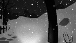 ambiguous_gender creepy dark fence night outside plant rock sky snow snowing tree white_noise winter wood zero_pictured mot hide_(game) 16:9 digital_media_(artwork) greyscale monochrome pixel_(artwork) widescreen