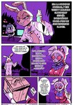 anthro big_breasts breasts christmas christmas_clothing christmas_headwear clothing comic duo eyelashes female five_nights_at_freddy's gift glitchtrap hat headgear headwear hi_res holidays lagomorph leporid male mammal rabbit red_sclera renita_reed santa_hat scottgames spanish_text text translated vanny_(fnaf)