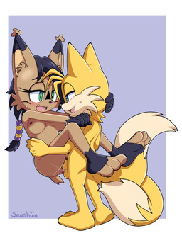 anthro anthro_on_anthro anthro_penetrated anthro_penetrating anthro_penetrating_anthro anus areola black_body black_fur blue_eyes blush bodily_fluids breasts brown_body brown_fur butt duo erection feet female female_penetrated fur genitals green_eyes happy happy_sex male male/female male_penetrating male_penetrating_female multicolored_body multicolored_fur nipples nude open_mouth open_smile penetration penile penile_penetration penis_in_vagina sex simple_background smile soles sweat tan_body tan_fur two_tone_body two_tone_fur vaginal vaginal_penetration vulva yellow_body yellow_fur young senshion archie_comics sega sonic_the_hedgehog_(archie) sonic_the_hedgehog_(comics) sonic_the_hedgehog_(series) miles_prower nicole_the_lynx canid canine felid feline fox lynx mammal absurd_res hi_res