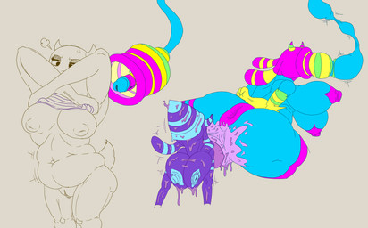 anthro anus big_breasts big_butt birth breasts butt clone duo female female/female nipples overweight overweight_female puffy_anus puffy_nipples slightly_chubby thick_thighs transformation vaginal_birth likasomboody deltarune undertale_(series) toriel werewire hi_res