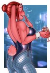 alcohol anthro beverage big_ears blue_clothing breasts brown_hair bubble buckteeth buffbumblebee butt clothed clothing container cup drinking_glass drunk drunk_bubble female fishnet_clothing fishnet_leggings fishnet_legwear fur glass glass_container glass_cup hair hair_bun hi_res hiccuping lagomorph leggings legwear leotard leporid long_ears mammal nipple_outline pink_body pink_fur rabbit ruby_(buffbumblebee) shirt_collar short_tail side_view smile solo substance_intoxication tail teeth tight_clothing wine wine_glass