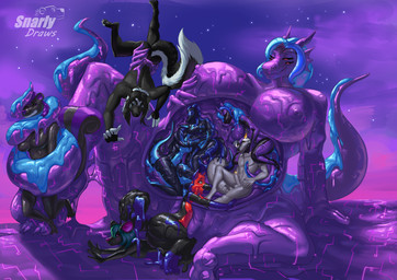 4_arms 4_eyes 4_wings 5_tails cybernetics drone female goo_drip goopy gynomorph gynomorph/female intersex intersex/female latex liquid_latex machine melting multi_arm multi_eye multi_limb multi_tail multi_wing purple_body same_size_pregnancy same_size_prey same_size_vore slime tail unbirthing vaginal vore wings gyu.sa-ai'le_drone mythology queen_vinyl_da.i'gyu-kazotetsu canid canine canis cyborg domestic_dog dragon goo_creature goo_dragon gooborg husky living_latex mammal mephitid mythological_creature mythological_scalie nordic_sled_dog scalie skunk spitz wolf absurd_res hi_res