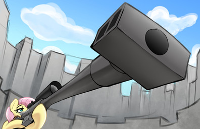 animal_ears cloud detailed_background eyelashes female feral glistening glistening_hair gun hair holding_gun holding_object holding_ranged_weapon holding_rifle holding_weapon hooves monotone_body monotone_hair outside pgm_hecate_ii pink_hair pupils ranged_weapon rifle shadow sniper_rifle solo three-quarter_view weapon yellow_body czu friendship_is_magic hasbro my_little_pony fluttershy_(mlp) equid equine mammal absurd_res hi_res