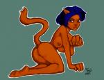 blue_eyes blue_hair breasts brown_body brown_fur butt female fur genitals hair nude pussy solo unknown_artist unknown_artist_signature shaq_fu kaori_(shaq_fu) animal_humanoid cat_humanoid felid felid_humanoid feline feline_humanoid humanoid mammal mammal_humanoid 2015 signature