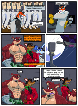abs anthro barazoku beard biceps black_hair bottomwear brown_body brown_fur clothed clothing coat cybernetic_arm cybernetic_limb deltoids dialogue eyebrows facial_hair fangs full_moon fur gloves green_eyes grey_body group hair handwear lab_coat male moon muscular muscular_anthro muscular_male necktie nipples orange_body orange_fur pants pecs red_body red_fur restraints sharp_teeth size_difference straitjacket suit tan_body tan_fur teeth text thick_eyebrows tongue tongue_out topless topwear triceps white_body white_fur yellow_sclera okrizo831 activision crash_bandicoot_(series) crunch_bandicoot lab_assistant_(crash_bandicoot) pinstripe_potoroo ripper_roo aquatic bandicoot felid fish human kangaroo macropod mammal marsupial pantherine potoroo shark tiger 2025 absurd_res comic english_text hi_res