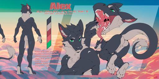 4_toes 5_fingers anthro balls black_arms black_body black_claws black_ears black_fur black_legs black_toes claws cloud color_swatch eyebrows featureless_crotch feet finger_claws fingers front_view fur genitals glans green_eyes grey_balls grey_body grey_eyebrows grey_fur grey_inner_ear_fluff grey_penis humanoid_genitalia humanoid_penis inner_ear_fluff male male_anthro medium_penis mouth_shot nude nude_anthro nude_male open_mouth penis pink_inner_ear pink_insides pink_mouth pink_tongue rear_view red_text sharp_teeth solo teeth text toe_claws toes tongue tuft uvula untier mythology alex_(rizzy) dragon eastern_dragon mythological_creature mythological_scalie scalie absurd_res english_text hi_res model_sheet