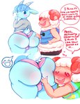 ambiguous_gender anthro big_butt blue_body blue_fur blush body_blush bulge bulge_from_behind butt butt_blush butt_focus butt_grab butt_heart butt_to_cheek clothed clothing curved_horn dialogue duo femboy fur hand_on_another's_butt hand_on_butt happy head_on_butt heart_above_head heart_symbol horn hug huge_butt hugging_another hugging_butt male male/ambiguous multicolored_body multicolored_fur panties pantsless pink_body pink_skin rear_view romantic romantic_couple shirt speech_bubble suggestive text thick_thighs topwear two_tone_body two_tone_fur underwear white_body white_fur rockpup241 animal_crossing nintendo dom_(animal_crossing) sherb_(animal_crossing) bovid caprine goat mammal sheep boyfriends english_text hi_res sequence