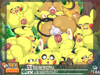 all_fours animal_genitalia anus balls bedroom_eyes big_butt black_body black_ear_tips black_fur black_sclera bodily_fluids brown_body brown_fur brown_stripes butt camera_hud camera_view clenched_teeth clitoral_hood clitoris cowgirl_position curious curling_toes detailed_background dipstick_ears ear_markings ears_down erection eyes_closed feet fellatio female female_penetrated feral feral_on_feral feral_penetrated feral_penetrating flower food foot_on_butt from_behind_position from_front_position fruit fur gaping gaping_anus genital_fluids genitals glistening glistening_genitalia glistening_penis group group_sex half-closed_eyes hand_on_face hand_on_head hand_on_tree hindpaw holding_head intimate intraspecies larger_penetrated looking_at_another looking_at_viewer looking_pleasured male male/female male/male male_penetrating male_penetrating_female mounting multicolored_ears narrowed_eyes on_bottom on_top oral oral_penetration oran_berry orange_body orange_fur orgy outside pawpads paws penetration penile penile_penetration penis penis_in_vagina pink_pawpads pink_penis pivoted_ears plant pokemon_berry pull_out pupils raised_tail red_cheeks reverse_cowgirl_position saliva saliva_on_penis saliva_string seductive sex sheath shrub size_difference smaller_penetrated standing_on_butt stripes tail tan_body tan_fur tapering_penis teeth tree vaginal vaginal_fluids vaginal_penetration vulva white_pupils yellow_body yellow_fur sparkchu01 new_pokemon_snap nintendo pokemon pokemon_snap prof_blanc's_sex_safari generation_1_pokemon mammal pikachu pokemon_(species) raichu rodent 4:3 absurd_res hi_res