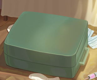 boxers_(clothing) clothing discarded_clothing discarded_sock discarded_underwear footwear furniture inside socks suitcase syringe table underwear white_clothing white_footwear white_socks zero_pictured xiaoyaozhi absurd_res hi_res