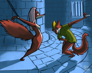 anthro barefoot bdsm bondage bottomless bound breasts canon_couple chain chained clothed clothing cowl cuff_(restraint) dominant dominant_male dungeon duo fantasy feet female hands_behind_back hat headgear headwear inside key male nipples nude plantigrade prisoner restrained restraints shackles submissive submissive_female falseseke disney robin_hood_(disney) maid_marian robin_hood canid canine fox mammal red_fox true_fox 5:4 hi_res