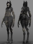 anthro bandage black_body black_fur bone breasts female fur open_mouth skull skull_head standing greisane scp_foundation mal0 scp-1471-a mal0_(species) 3d_(artwork) digital_media_(artwork)