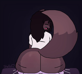 anthro anus black_clothing black_footwear black_socks bottomless bottomless_female brown_hair butt butt_heart clothed clothing countershading cute_fangs duo fangs female first_person_view footwear footwear_only fur genitals hair humanoid_genitalia humanoid_penis legwear long_hair looking_at_viewer looking_back male male/female mostly_nude motion_lines on_bottom on_top penetration penis pink_anus pink_body pink_fur reverse_cowgirl_position sex shirt smile socks socks_only teeth thigh_highs topwear vaginal vaginal_penetration white_clothing white_footwear white_shirt white_socks white_topwear y_shaped_butt_crack couldbestella janelle_(couldbestella) starry_(couldbestella) bat-eared_fox bear canid canine canis domestic_cat domestic_dog felid feline felis fox hybrid mammal polar_bear ursine animated hi_res cousins_(lore) incest_(lore)