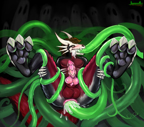 anal anal_penetration anatomically_correct anatomically_correct_genitalia anthro anus bone claws genitals knot male oral oral_penetration paws penetration penis sex skull skull_head solo tentacle_in_mouth tentacle_penetration tentacle_sex tentacles jemmily mythology corax dragon mythological_creature mythological_scalie scalie skull_dragon absurd_res hi_res