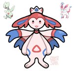 2_toes 3_fingers ambiguous_gender biped blue_inner_ear blue_markings crown digitigrade feet feral fingers front_view fur fusion headgear markings orthographic pink_eyes pokemon_fusion red_body red_ears red_fur red_markings ribbons_(anatomy) semi-anthro simple_background solo standing text toes triangle_(shape) white_background white_body white_fur ghostguppi nintendo pokemon eeveelution generation_2_pokemon generation_6_pokemon hybrid mammal pokemon_(species) sylveon togetic 2023 artist_name colored digital_drawing_(artwork) digital_media_(artwork) full-length_portrait portrait reference_image