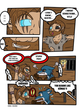 anthro blue_eyes brown_eyes brown_hair captured dialogue dungeon fantasy group hair male shadow_(garrus368) smile text warrior yellow_eyes garrus368 nova_(garrus368) human mammal comic english_text hi_res