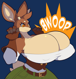 amber_eyes anthro belt big_breasts breast_expansion breasts brown_body brown_fur cleavage clothed clothing expansion eyelashes female fingerless_gloves fur gloves handwear huge_breasts inner_ear_fluff nipple_outline onomatopoeia simple_background solo sound_effects tail tan_body tan_fur text transparent_background tuft wide_hips snappygrey amber_fauna cervine deer mammal 2025 alpha_channel digital_media_(artwork)
