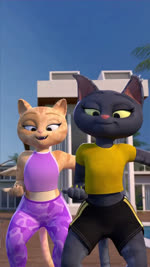 anthro bottomwear bra butt clothed clothing dancing duo female gyrating_hips midriff music pants shaking_butt shaking_hips shorts sports_bra underwear yoga_pants tito_lizzardo tito_lizzardo_and_catty_b catty_baby tiger_lily domestic_cat felid feline felis mammal 3d_(artwork) 3d_animation 9:16 animated digital_media_(artwork) hi_res short_playtime sound webm